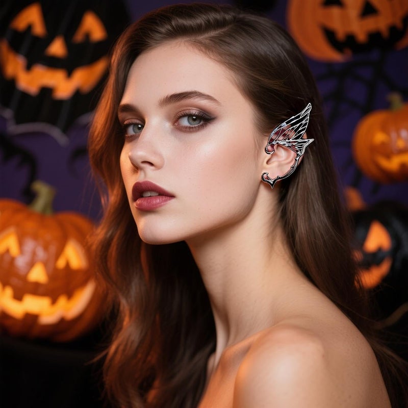 CSIYANJRY99 Elf Ear Cuffs for Women Butterfly Earrings Fairy Ears Goth Punk Ear Cuffs Halloween Accessorie Gothic Punk Jewelry Wrap Droping Earrings - Image 3